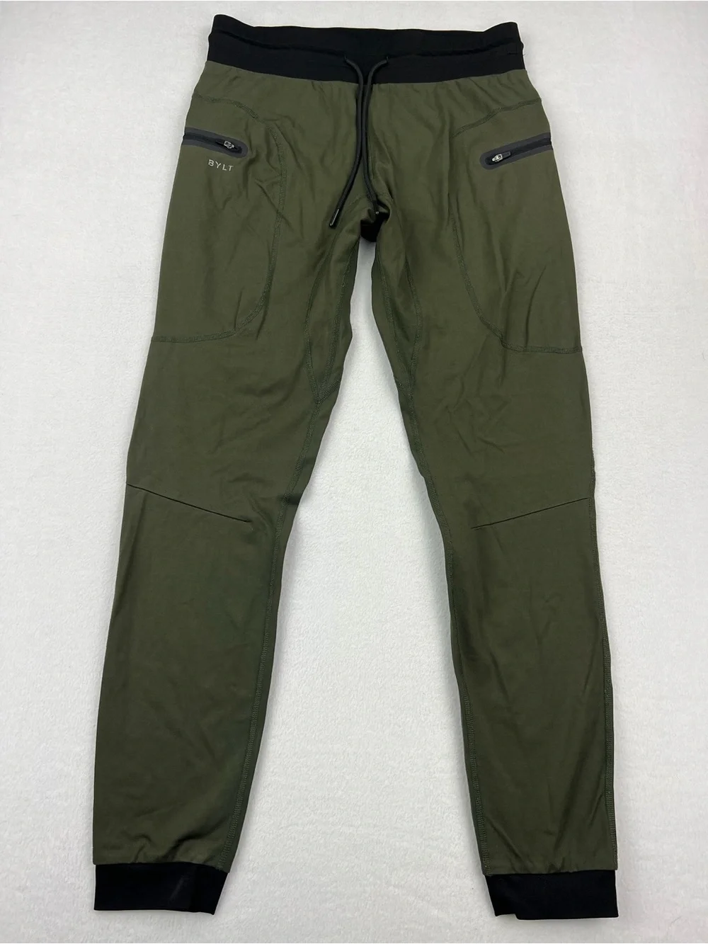 BYLT Premium Basics Elite+ Jogger Pants Mens Size M Olive Green Slim Performance